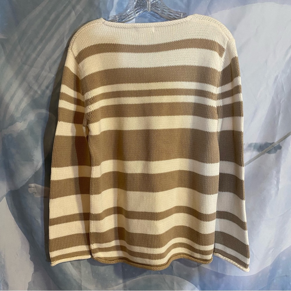 Eddie Bauer striped cotton sweater, chunky heavy knit. Size XS - Picture 3 of 6